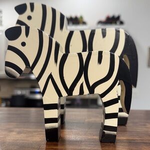 Zebra Striped Wooden Figurines